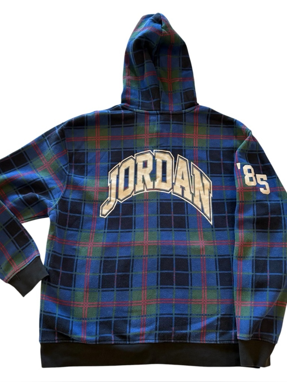 Nike Air Jordan 85 Essentials Holiday Plaid Fleece Hoodie Pullover Retro Men's L